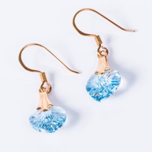 Gold Aqua Crystal Heart Earrings – JA173