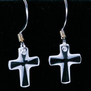 Crystal Cross Silver French Hook Earrings – JA156-B