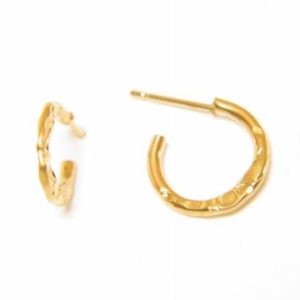 Gold Hammered Hoop Earrings – JA126