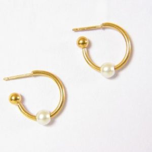 Small Enhancer Hoop with Pearl Earrings – JA142