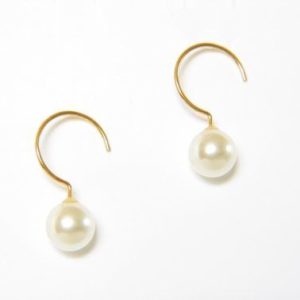 Gold Hook Earrings with Pearl – JA143