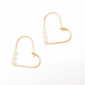 Wire Heart Earrings with Pearls – JA145