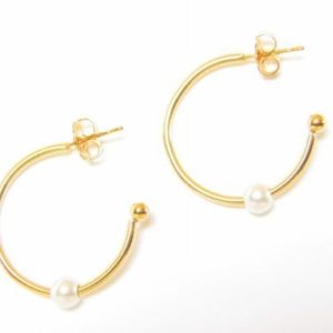 Large Enhancer Hoop with Pearl Earrings – JA153