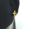 JA155-B - Long Small Gold Cross Earrings