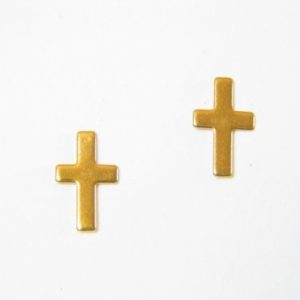 Long Small Gold Cross Earrings – JA155-B
