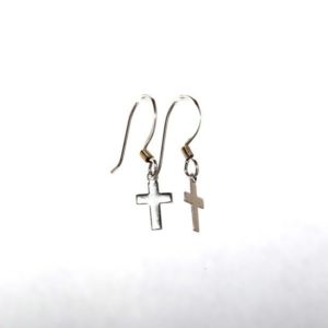 Silver Cross French Hook Earrings – JA156-C
