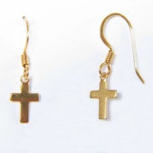 Gold Cross French Hook Earrings – JA156