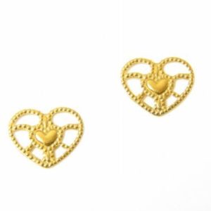 Gold Filigree Heart Earrings – JA162