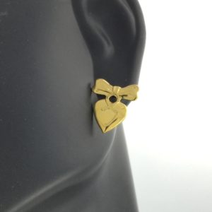 Gold Heart with Bow Earrings – JA163