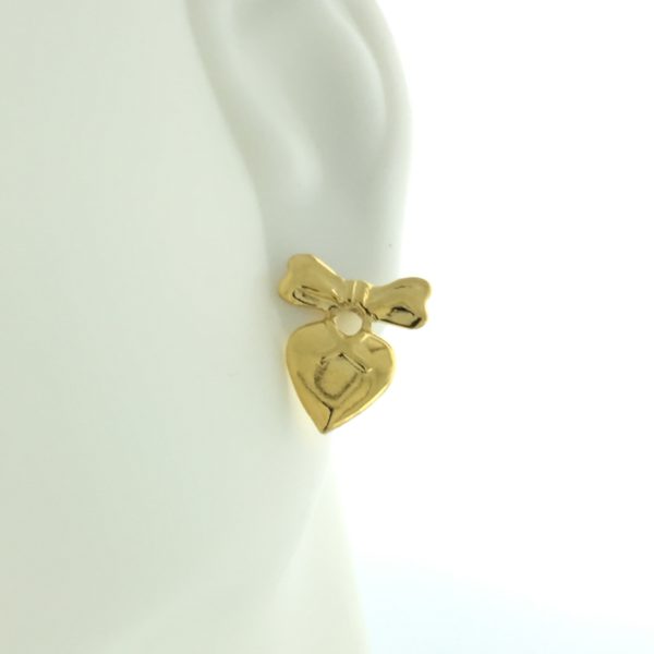 Gold Heart with Bow Earrings – JA163