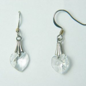 Silver Clear Crystal Heart Earrings – JA174-B