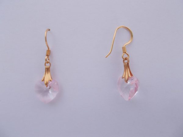 Gold Rose Crystal Heart Earrings – JA175-C