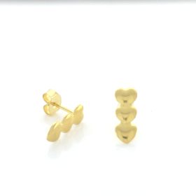 Gold Triple Heart Earrings | allergy free