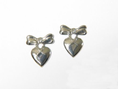 Silver Heart with Bow Earrings – JA199