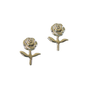 Silver Stem Rose Earrings – JA206