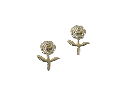Silver Stem Rose Earrings – JA206