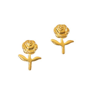 Gold Stem Rose Earrings – JA215