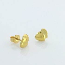 Small Gold Double Heart Earrings | hypoallergenic earrings