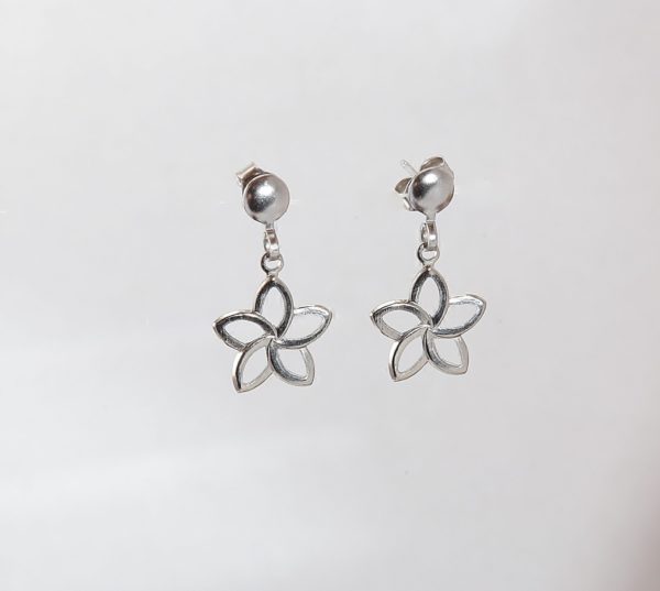 Silver Star Flower Earrings on Silver Ball Post – JA285-A