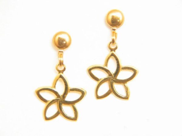 Gold Star Flower Earrings on Gold Ball Post – JA285
