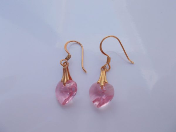 Gold Rose Crystal Heart Earrings – JA175-C