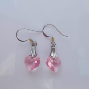 Silver Rose Crystal Heart Earrings – JA175-S