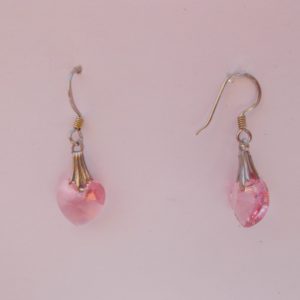 Silver Rose Crystal Heart Earrings – JA175-S