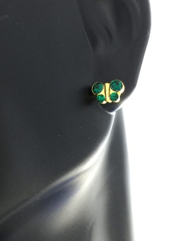 Gold Plated Butterfly Emerald Earrings – S2005STX