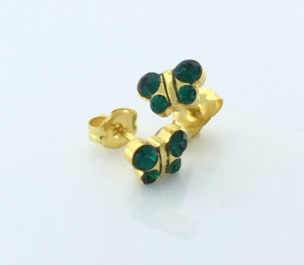 Gold Plated Butterfly Emerald Earrings – S2005STX