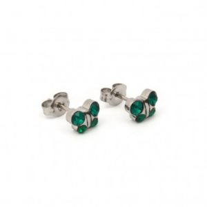 Stainless Steel Butterfly Emerald Earrings – S2005WSTX