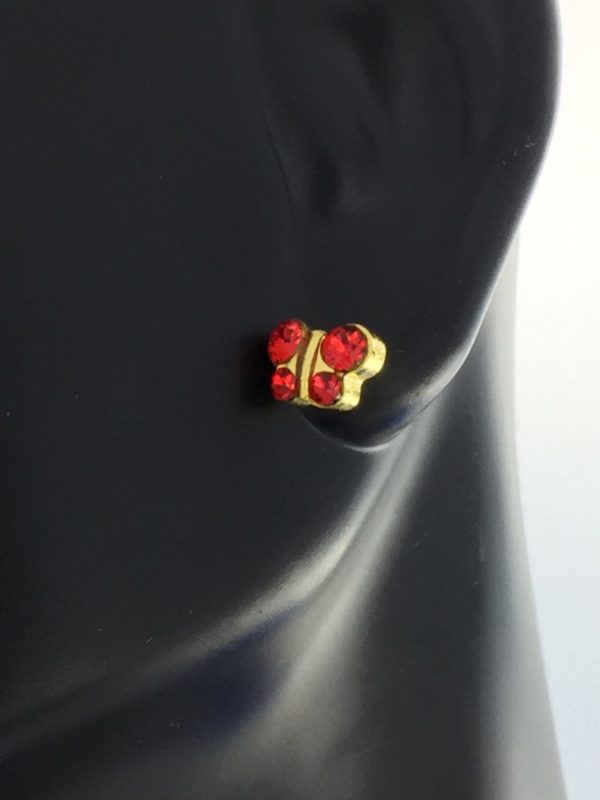 Gold Plated Butterfly Light Siam Earrings – S2007STX