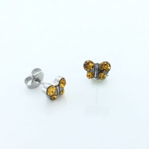 Stainless Steel Butterfly Topaz Earrings – S2011WSTX
