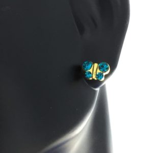 Gold Plated Butterfly Blue Zircon Earrings – S2012STX