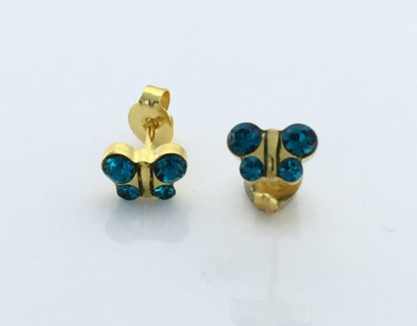 Gold Plated Butterfly Blue Zircon Earrings – S2012STX