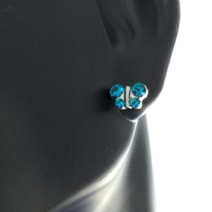 Stainless Steel Butterfly Blue Zircon Earrings – S2012WSTX