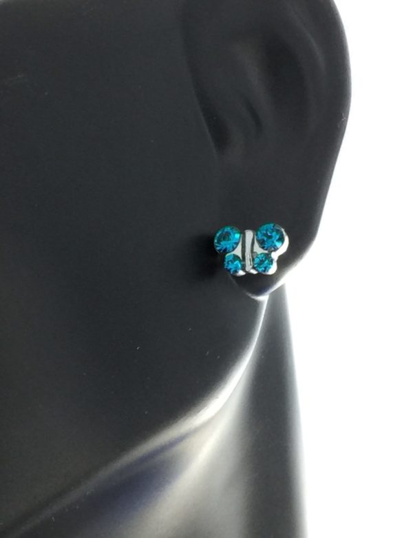 Stainless Steel Butterfly Blue Zircon Earrings – S2012WSTX