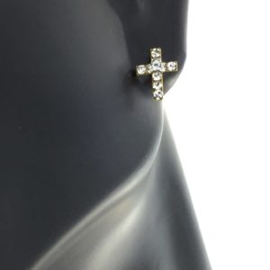 Gold Plated Cross with April Crystal Earrings – S3604STX