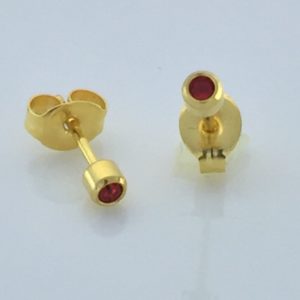 Gold Plated 2MM July Ruby Bezel Stud Earrings – S507STX