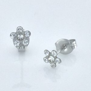 Stainless Steel Daisy April Crystal Earrings – S6004WSTX