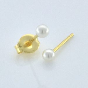 Gold Plated 3MM Simulated White Pearl Earrings – S673STX
