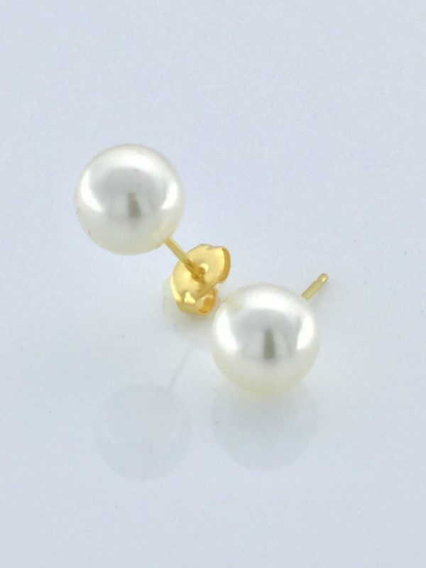 Studex Sensitive Stud Earrings - 8mm White Pearl, Gold Plated, Hypoallergenic