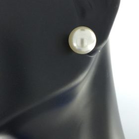 earrings for sensitive ears | Gold Plated 10MM Simulated White Pearl Earrings