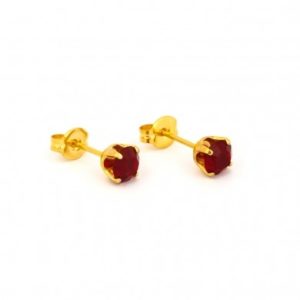 Gold Plated 5MM January Garnet 4-Prong Stud Earrings – S781STX