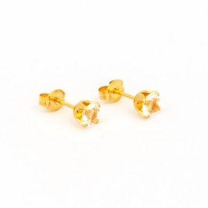 Gold Plated 5MM April Crystal 4-Prong Stud Earrings – S784STX