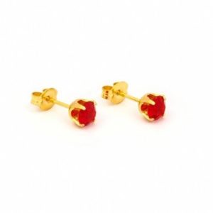 Gold Plated 5MM July Ruby 4-Prong Stud Earrings – S787STX
