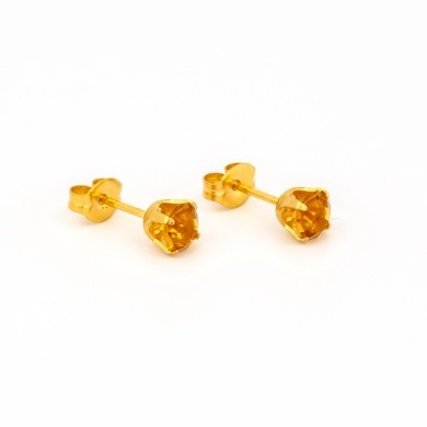 Gold Plated 5MM November Topaz 4-Prong Stud Earrings – S791STX