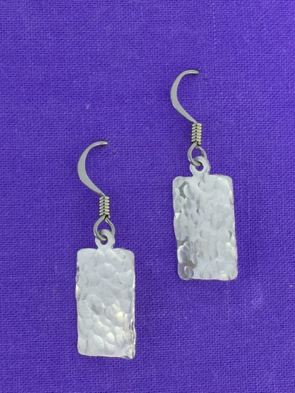 Silver Textured Rectangle Earrings – JCL044