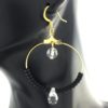 Hypoallergenic Hoop Earrings | Crystal & Black Bead Gold Hoops 30mm