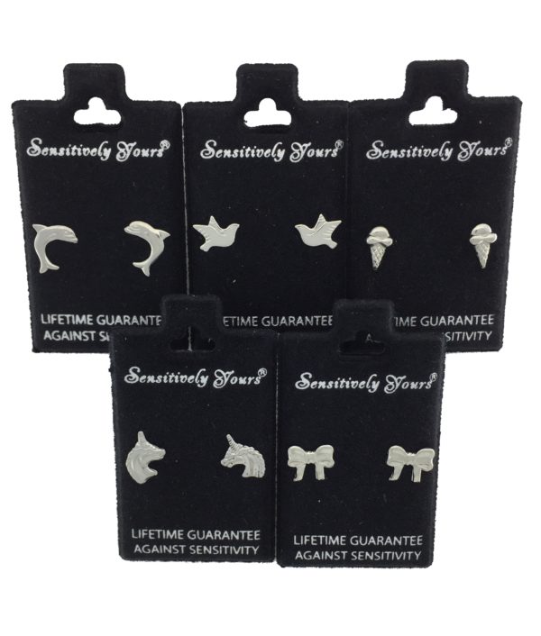 Gift Box of 5 Children’s Silver Earrings – GB010