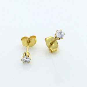 3mm Cubic Zirconia Gold Earrings – JAZ154G